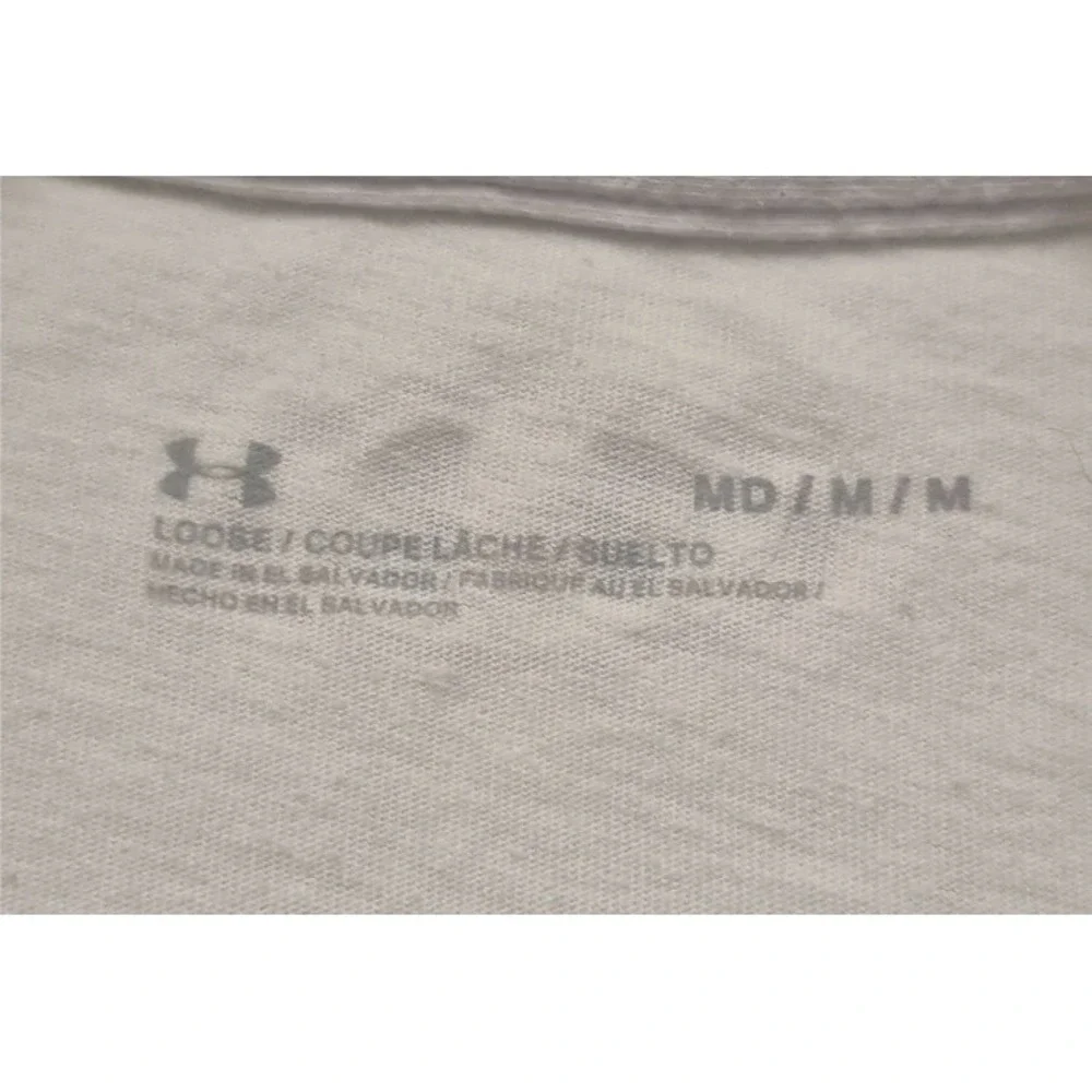 Under Armor men's white loose‎ fit American Flag graphic t-shirt two sided sz. M